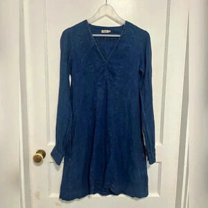 Faherty Long Sleeve Western Rodeo Boho Preppy Denim Dress Size XS